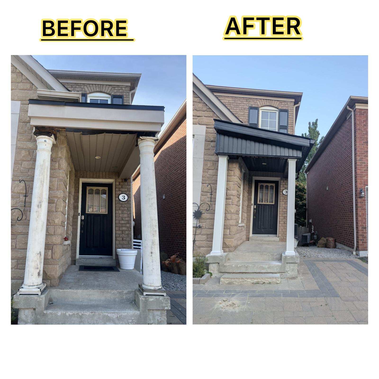 Front Porch Exterior Renovation – Before and After
